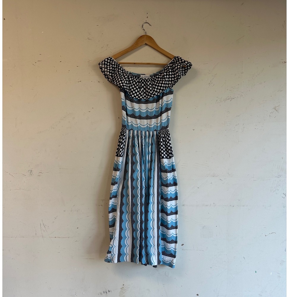 Vintage 50s polkadot ruffle day dress by gay gibson